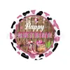 Venta Caliente Transfronteriza Rosa Decoración de Fiesta Vaquera Occidental Suministros Escenario de Fiesta de Cumpleaños para Niñas Diseño Servilleta Mantel