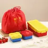 Lonchera de Bloques de Construcción, Segura para Microondas, para Oficinistas, Estudiantes y Niños, Lonchera Bento, Cubiertos, Cuchara, Contenedor de Almacenamiento de Alimentos, Grado Alimenticio