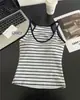 Camiseta sin mangas de rayas estilo coreano para mujer, prenda interior primavera/verano con sujetador incorporado y almohadillas en el pecho, nuevo top exterior