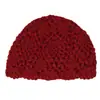 Ropa Interior de Otoño e Invierno Color Sólido Simple Doble Capa Hecho a Mano Crochet Sombrero de Punto Cálido Sombrero de Lana Elegante Literario para Exteriores