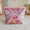 Bolsa de cosméticos de algodón con estampado de conejo Amore, TPU transparente con arena movediza, bolsa de almacenamiento para labiales, bolsa de almacenamiento para uso diario