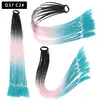 Pelucas Trenzadas de Colores Estilo Europeo y Americano, Coletas de Color Degradado, Trenzas de Espiga de Celebridades de Internet, Trenzas de Boxeadora de Tres Hebras para Discoteca