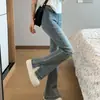 Jeans de tiro alto de color claro microacampanados para mujer, tendencia 2025, nuevos pantalones acampanados altos, delgados, de primavera