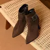 Botines Versátiles de Forro Polar con Acabado Mate Vintage para Mujer, Novedad Invierno 2026 Estilo Francés Tacón Fino Botas Martin a la Moda para Mujer
