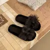 Pantuflas peludas florales estilo hada para mujer 2026 Otoño/Invierno Nuevas Versátiles Deslizables para el Hogar y el Interior