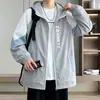 Chaqueta con capucha de seda helada de tacto frío para hombre talla grande, protección solar de verano casual, ligera, holgada, para exteriores