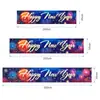 Banner de Año Nuevo Transfronterizo Feliz Año Nuevo Nochevieja Decoración de Patio Sala de Estar Banner Negro Dorado Personalización