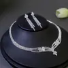 Collar de Aleación de Cobre con Pedrería, Aretes, Joyería Nupcial para Boda, Moda Cola de Pez, Set de Circonita para Banquete de Recién Casados, Accesorios de Cadena para Mujer