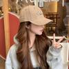 Gorra de Celebridad de Internet para Mujer Otoño e Invierno Gorra de Béisbol de Pana con Letra Logo Dream Versátil Gorra con Visera Grande y Cara Pequeña