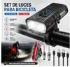 Luz de bicicleta de aleación de aluminio T6, pantalla de potencia, resalta las luces cercanas y altas, luz frontal de carga dual, luz de advertencia para bicicleta de montaña
