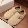 Sapatos Birkenstock de Lã Batata Pequena Escondido Altura Um Passo Calçar Plush Forrado Feminino 2026 Outono Inverno Quente Sapatos de Algodão Sapatos Peludos Cinza