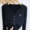 Cárdigan de punto color liso bordado suéter de punto trenzado para mujer 2026 Otoño/Invierno prenda exterior de un solo botón
