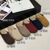 Sapatos Birkenstock Retrô de Salto Baixo Meias-Pantufas para Mulheres 2025 Início do Outono Novo Estilo Relaxadas Camurça Bico-Fino Slip-On Antiderrapantes Meias-Pantufas