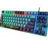 Teclado alámbrico Bajeal Kb-10 de 87 teclas con sensación mecánica, retroiluminación arcoíris, teclas flotantes, teclado para juegos