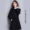 Casaco de Lã de Comprimento Médio para Outono e Inverno, Uniforme de Trabalho para Banco, Casaco de Lã com Gola de Pelo para Caixa de Recepção de Hotel