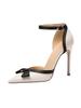 Sandalias de Tacón Alto Estilo Francés de Boca Baja Bloque de Color Inspiradas en Chanel, Modelo Nuevo Verano 2026 con Moño, Punta Fina y Tacones Delgados para Mujer