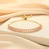 Pulseira Feminina Retangular Rosa de Zircônia Micro-Pavimentada com Fecho Extensor Pulseira Totalmente Cravejada Corrente de Diamante Quadrado Especial Transfronteiriça Venda Quente Joia de Mão