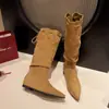 Botas de Equitação Femininas Sazonais Primeiro Encontro 2026 Novas Outono Retro Bico Fino Emagrecimento Aumento de Altura Botas Acima do Joelho