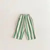 Calça Listrada Versátil Infantil Primavera e Outono Calça Casual Solta de Perna Reta para Meninos e Meninas Calça Longa Infantil de Algodão Classe A