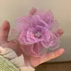 Grampo de Cabelo Flor Fada Feminino Infantil Rede Flor Grande Lateral Franja Acessórios de Cabelo Adorno de Cabeça Fada Organza