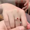Anillo Rojo Zircón Estilo Palacio Francés Edad Media para Mujer Sentido de Diseño Nicho Ajustable Moda Lujo Ligero Exquisito Anillo
