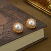 Pendientes de perlas francesas retro con aguja de plata S925 de TikTok Live, de alta gama, delicados y ligeros, de lujo para mujer