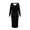 Vestido de Punto Nuevo Otoño e Invierno Vestido Suéter de Cuello Delgado Color Sólido Europeo y Americano Comercio Exterior Transfronterizo Amazon Aliexpress