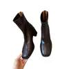 Botines de tacón alto de piel de oveja para mujeres menudas, nuevo estilo invierno 2026, botas estilo Martin que aumentan la altura con forro de felpa y tacones gruesos, botas de ajuste ceñido