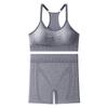 Ropa deportiva de dos piezas para correr al aire libre, transpirable y absorbente del sudor, ropa interior a prueba de golpes, pantalones de cintura alta para mujer, traje de levantamiento de cadera