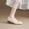 Zapatos Mary Jane Beige con Lazo para Mujer, Nuevo Estilo Otoño 2026, Zapatos de Cuero Slip-On de Suela Blanda, Modernos