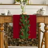 Corredor de Mesa de Natal Novo Transfronteiriço Linho Criativo Estampado Boneco de Neve e Papai Noel Jogo Americano Atmosfera Decorações de Mesa de Natal
