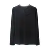 Camiseta Base de Malla con Volantes y Cuello Alto para Mujer, Nuevo Estilo Primavera y Otoño, Top de Punto de Manga Larga, Elástico, Tallas Grandes, Corte Ajustado