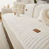 Venta Caliente Transfronteriza Simple Felpa Color Sólido Rayado Cuadros Engrosado Leche Polar Antideslizante Antiadherente Pelo Cojín de Sofá Alfombrilla de Sofá