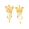 Accesorios Dorados con Borlas de Mariposa y Diseños Huecos Tallados, Esmalte Incrustado con Diamantes, Esmalte Filigrana, Cobre Dorado y Cadena para Suéter con Perlas
