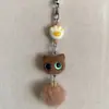 Pingente de Gatinho Flocado Fofo, Corrente de Celular de Bola Fofa, Chaveiro, Pingente de Bolsa para Casal, Acessório Cartoon Feminino