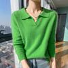 Camiseta interior de terciopelo de visón 2024 otoño e invierno nueva para mujer cuello polo jersey corto versátil de punto camiseta interior