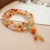 Pulsera multicírculo de oro natural y jade con cuentas de orquídea dongling verde y calabaza accesorios nueva pulsera china joyería al por mayor