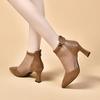 Salto Alto de Malha Pontiagudo Feminino 2024 Primavera e Verão Novo Estilo Europeu e Americano Sapatos Rede de Pesca Simples Elegantes Zíper Traseiro Sapatos da Moda