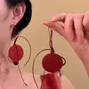Pendientes Rojos de Año Nuevo, un Conjunto de Pendientes de Flor de Carrillón de Viento Afelpados, Pendientes de Borla de Boda de Año Nuevo de Alta Gama para Mujer