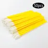 50 Piezas/Paquete Varilla Hueca Transfronteriza Pincel para Labios Injerto de Pestañas Flock Mu Si Bastoncillo de Algodón de Limpieza Nano Trabajador de Pestañas