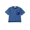 Camiseta de Manga Corta a Rayas para Niños 2026 Nueva Estilo Montaña Ropa Exterior Infantil Bloque de Color Bolsillo Manga Corta Superior Venta al por Mayor