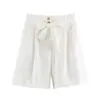 Shorts Casuales Elegantes de Cintura Alta Plisados Estilo Europeo y Americano Transfronterizo Moda Nueva 2026 con Cinturón de Lazo 8372225