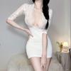 Aqui vem o pequeno segredo * lingerie sexy sexy profunda perspectiva V renda livre apertado quadril wrap saia macacão uniforme OL uniforme