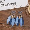 Pendientes de plumas transfronterizos Bohemianos largos con gancho para la oreja personalidad accesorios de turismo de Yunnan joyería retro una generación de cabello