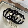 Elástico de Cabelo com Pérolas para Mulheres, Corda Elegante para Rabo de Cavalo, Não Danifica, Elástico Durável, Acessório de Cabelo Simples e Fashion