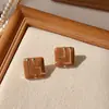 Pendientes de Chica de Hardware Femeninos Franceses Vintage Marrones Simples de Moda Pendientes Maillard para Mujeres