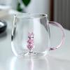 Taza de Cristal Estéreo Animal de Dibujos Animados con Asa Colorida Asa de Bola Redonda Taza para Beber de Cristal Cristal Transparente de Una Sola Capa