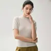 Nueva colección de otoño: 100% cachemira, cuello alto medio, manga corta, para mujer, elegante y con estilo, corte ajustado, suéter corto de punto para usar en capas