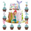 Decoración de fiesta de princesa sirena TX tarjeta para insertar diseño de cumpleaños de niña tema oceánico colorido decoración acrílica
