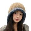 Gorro con orejeras de felpa de estilo coreano para otoño e invierno, nuevo gorro de felpa con puntera, cálido y combinable, gorro de punto de lana con cordón de colores combinados.